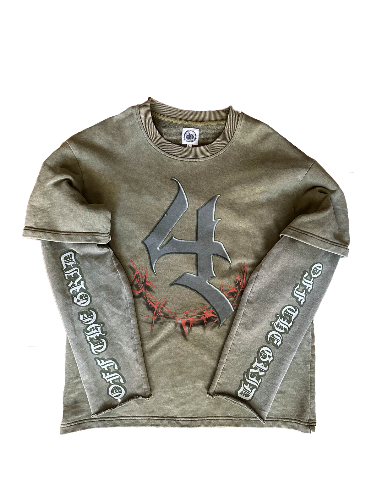 Off The Grid acid green "Not 4 Everyone" acid wash longsleeve in a 320 GSM oversize fit - front view.