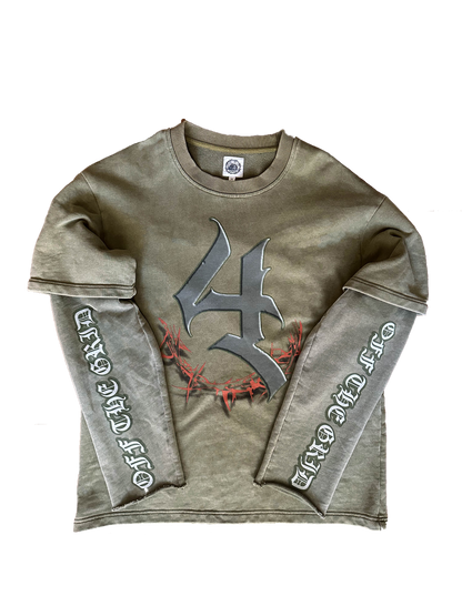 Off The Grid acid green "Not 4 Everyone" acid wash longsleeve in a 320 GSM oversize fit - front view.