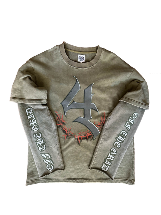 Off The Grid acid green "Not 4 Everyone" acid wash longsleeve in a 320 GSM oversize fit - front view.
